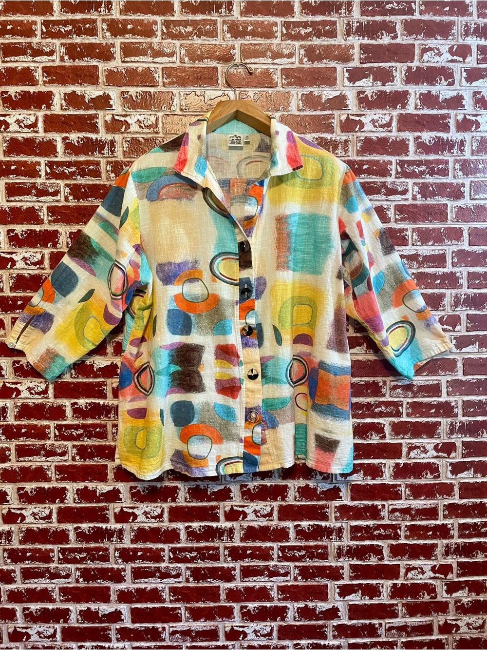 Parsley & Sage Cassidy Art Shirt 3X Artsy Lagenlook Cottage Core Abstract Top.